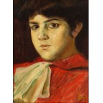 Jan Styka (1858 Lwów - 1925 Rzym), Portret dziewczyny w czerwonej sukience, 1903
