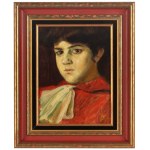 Jan Styka (1858 Lwów - 1925 Rzym), Portret dziewczyny w czerwonej sukience, 1903