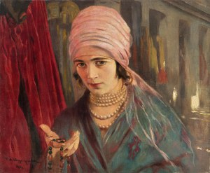 Feliks Michał Wygrzywalski (1875 Przemyśl - 1944 Rzeszów), Kobieta z koralami, 1907