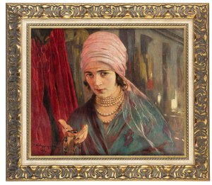 Feliks Michał Wygrzywalski (1875 Przemyśl - 1944 Rzeszów), Kobieta z koralami, 1907