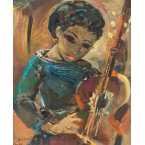 Ludwik Klimek (1912 Skoczów - 1992 Nizza), Ragazza con violoncello, 1960
