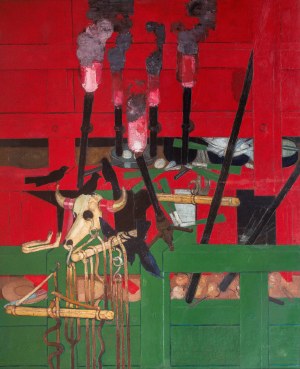 Kiejstut Bereźnicki (ur. 1935), Martwa natura pionowa z pięcioma pochodniami, 1972