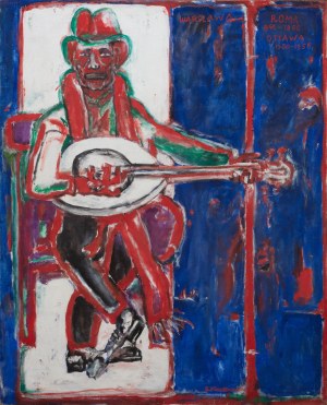 Eugeniusz Markowski (1912-2007), Alla memoria, 1990 (Autoportret z gitarą)