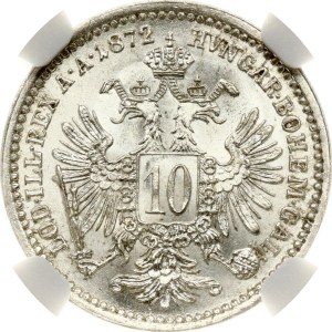 Austria 10 Kreuzer 1872 NGC MS 63