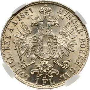 Austria 1 Florin 1881 NGC MS 62