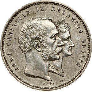 Denmark 2 Kroner 1892 CS Golden Wedding