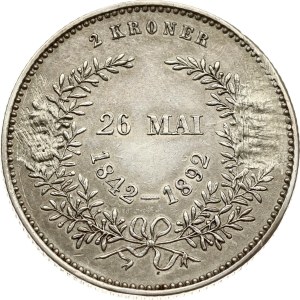Denmark 2 Kroner 1892 CS Golden Wedding