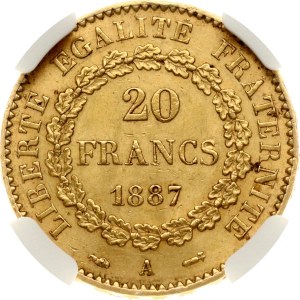 France 20 Francs 1887 A NGC MS 62