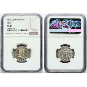 Poland Trojak 1590 Riga NGC MS 64