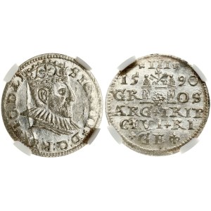 Poland Trojak 1590 Riga NGC MS 64