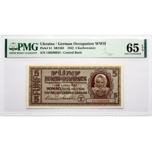 Ucraina 5 Karbowanez 1942 Occupazione Tedesca PMG 65 Gemma Non Circolata EPQ