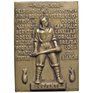Italian Medals - Fascist Period - Turin. Plaque 1938 year XVI. ...