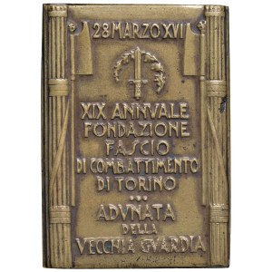 Italian Medals - Fascist Period - Turin. Plaque 1938 year XVI. ...