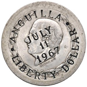 Foreign Mints - Anguilla. 1 Dollar 1967 Countermark on 5 Mexican pesos...
