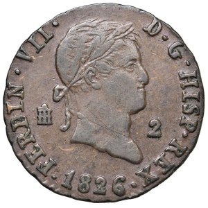 Foreign Mints - Spain. Ferdinand VII (1808-1833). 2 maravedis 1826 S...