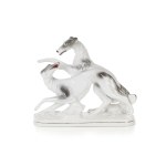Figurine "Two running greyhounds," Manufactory of Ceramic Products "Steatite."