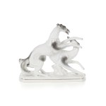 Figurine "Two running greyhounds," Manufactory of Ceramic Products "Steatite."