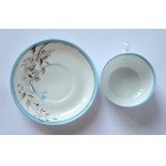 KUZNIECOV. Coffee cup with saucer, porcelain of the Kuznetsov factory, Riga, Russia (1887-1915).
