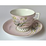 KUZNIECOW. Filiżanka porcelanowa ręcznie malowana naszkliwnie, wytwórnia Kuzniecow, Dulewo, Rosja, lata 1891-1917