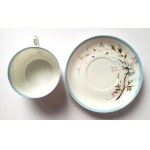 KUŹNIECOV. Cup with tea saucer, porcelain of the Kuznetsov factory, Riga, Russia (1887-1915).