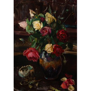 Jan Kazimierz Dzieliński (1894 - 1955), Róże w wazonie
