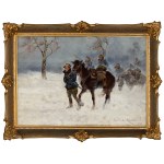 Wojciech Kossak (1856 - 1942), "Polish uhlans in a winter blizzard".