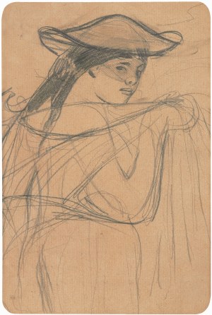 Stanisław Wyspiański, PORTRET ŻONY, TRZY SZKICE - RYSUNEK DWUSTRONNY, 1900-1901