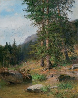 Wojciech Gerson, KRAJOBRAZ TATRZAŃSKI Z SOSNAMI, 1889