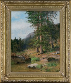 Wojciech Gerson, KRAJOBRAZ TATRZAŃSKI Z SOSNAMI, 1889