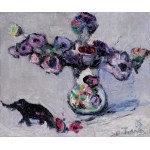 Wlodzimierz Terlikowski, STILL LIFE WITH FLOWERS AND A FIGURE OF AN ELON, 1919