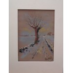 Wiktor Zin(1925-2007),Polish landscape with a willow tree