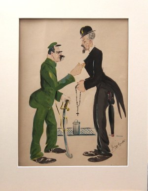 Gustaw Rogalski (1887-1949), Piłsudski vs Wojciechowski - spotkanie na moście, 1924
