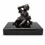 Miniature bronze figure "Boy with a drum"