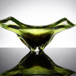 impressive artistic glass platter, Bohemia, designed by Jan Beranek