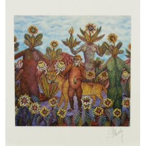 Jan Plaskocinski (1919-1993), Monkey,Elephant,Tiger (triptych)
