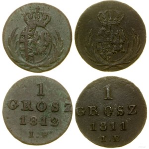Poland, set of 2 x 1 penny, 1811 IB, 1812 IB, Warsaw
