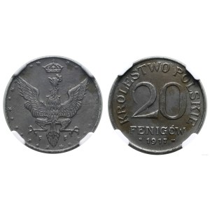 Polen, 20 fenig, 1917 F, Stuttgart