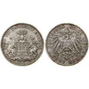 Germany, 5 marks, 1907 J, Hamburg