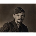 Home Army/PSZnZ: Studio Photograph of a Home Army Second Lieutenant After His Release from the Camp in Lübeck—Eagle Emblem, Military Training Badge, Belt, Coalition Badge, Field Cap