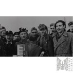 Home Army: Unpublished Photograph of Home Army Soldiers in German Captivity—Eagle, Cap, Pennant, Armband