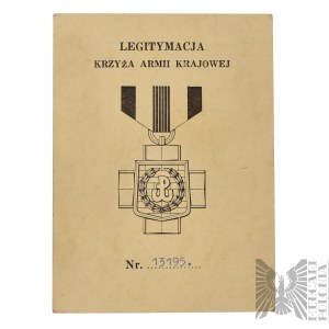 [POSTHUMOUS ID CARD] Home Army/Emigration Home Army Cross ID Card Issued Posthumously to Antoni Gawroński, alias “Marian,” Security Company, Warsaw District