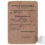 [HOME ARMY ID CARD] Home Army/People’s Republic of Poland Large Set of Memorabilia: Marian Grabusiński, alias “Cichy”—Soldier of the “Róg” Battalion, “Kiliński” Battalion, “Czata 49” Battalion, Polish Security Printing Works, Wounded During Defense, Wola,