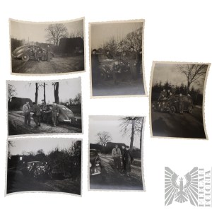 [ZBIÓR RODZINY JEŻEWSKICH]Armia Krajowa/PSZnZ Zestaw 6 Fotografii Braci Jeżewskich Przy Samochodzie Adler 2.5-Litre Okupacja Niemiec - Warszawa, Praga, VI Obwód Praga