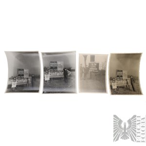 [JEŻEWSKI FAMILY COLLECTION] Home Army/PSZnZ Set of 4 Photographs of the Jeżewski Brothers German Occupation Traffic Signs, Speed Limits, Guards Division—Warsaw, Praga, 6th Praga District, Lubeka