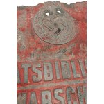[TRACES OF BULLET HOLES] World War II/Occupation Excerpt from a plaque at the Staatsbibliothek Warschau State Library – Warsaw, Waschau, Library, Occupation, National Library, University Library, Krasiński Family Charter