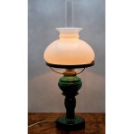 Malachite glass table lamp - Czechoslovakia 1960s