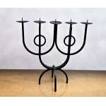 Five-branched wrought iron handmade candle holder - 1960s