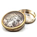 French 19th century decorative box / pillbox with scene - Les Accordailles, engraved : B. Wicker