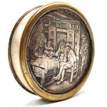 French 19th century decorative box / pillbox with scene - Les Accordailles, engraved : B. Wicker