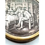 French 19th century decorative box / pillbox with scene - Les Accordailles, engraved : B. Wicker